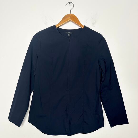 COS Top Womens Size 8 Navy Tailored Office Siren Professional Work Classic Event - Picture 1 of 5